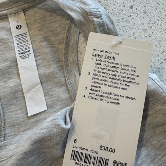 Lululemon Love Tank in Heathered Core Ultra Light Grey, Size 6 - Picture 7 of 8